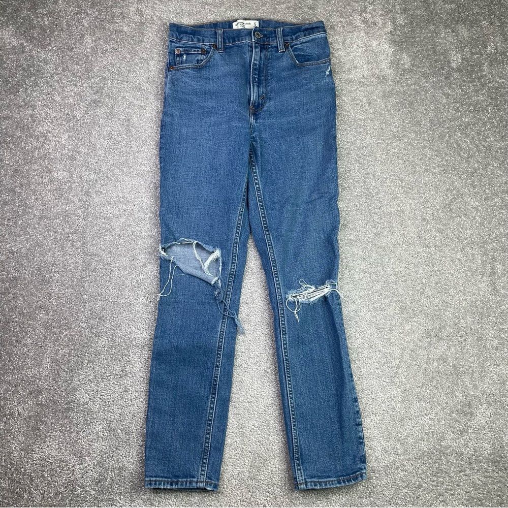 Abercrombie & Fitch Jeans Women's 27 Blue Skinny High Rise Distressed Torn